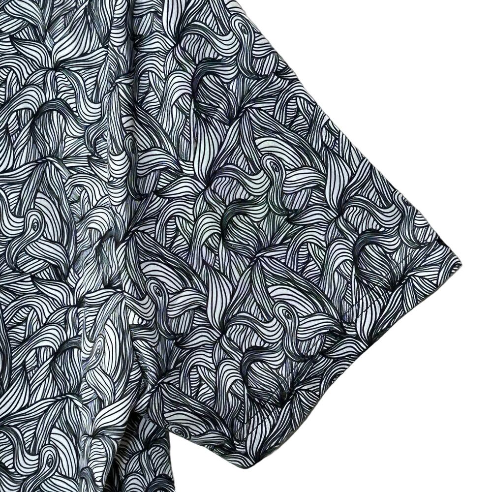 New Black Clover Button Up Short Sleeve Golf Shirt Black White Men Large NWOT - Picture 4 of 9